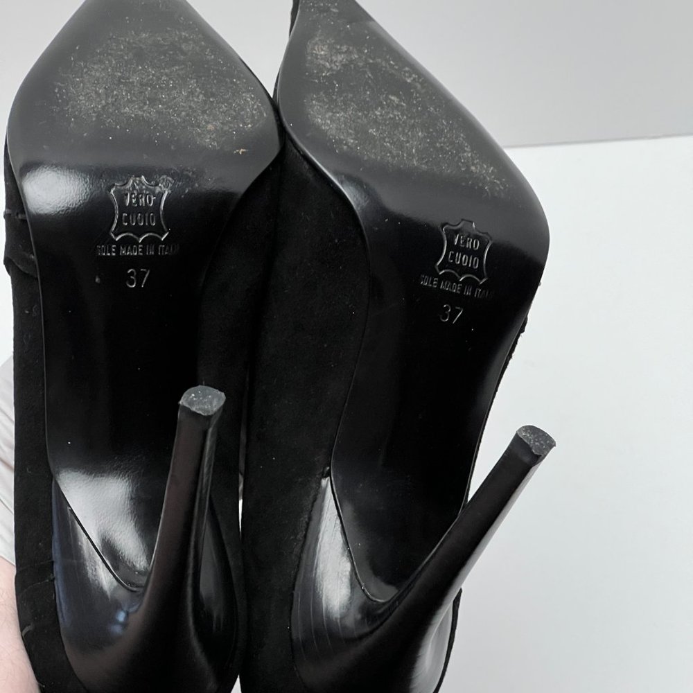 ❤️❤️Italian Suede Black Pump Heels Size 7 by Work In Progress - Picture 8 of 10